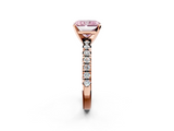 Rose gold Fancy Pink Radiant  Solitaire Pave Diamond Engagement Ring with Four-Prong Setting_268