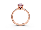 Rose gold Fancy Pink Radiant  Solitaire Pave Diamond Engagement Ring with Four-Prong Setting_269