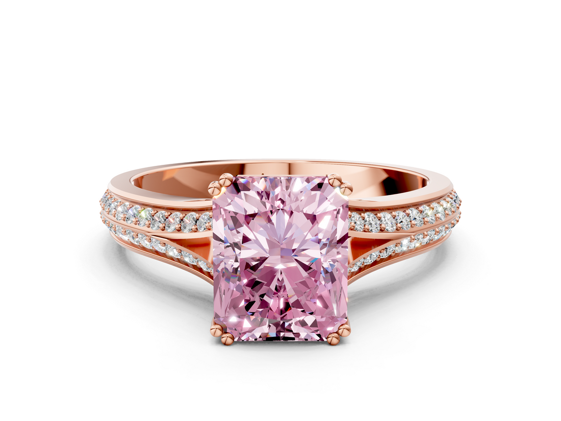 Rose gold Fancy Pink Radiant  Solitaire Pave Split Shank Engagement Ring with Six-Prong Setting_37