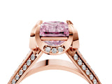 Rose gold Fancy Pink Radiant  Solitaire Pave Split Shank Ring with Four-Prong Setting_85