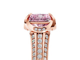 Rose gold Fancy Pink Radiant  Solitaire Pave Split Shank Ring with Four-Prong Setting_86