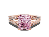 Rose gold Fancy Pink Radiant  Solitaire Split Shank Pavé Diamond Engagement Ring_371