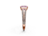 Rose gold Fancy Pink Radiant  Solitaire Split Shank Pavé Diamond Engagement Ring_373
