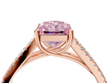 Rose gold Fancy Pink Radiant  Solitaire Split Shank Pavé Diamond Engagement Ring_375