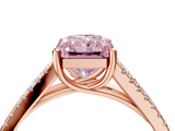 Rose gold Fancy Pink Radiant  Solitaire Split Shank Pavé Diamond Engagement Ring_376