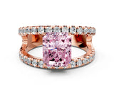 Rose gold Fancy Pink Radiant  Solitaire Split Shank Pave Diamond Ring_49