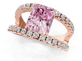 Rose gold Fancy Pink Radiant  Solitaire Split Shank Pave Diamond Ring_50