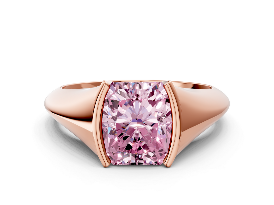 Rose gold Fancy Pink Radiant  Solitaire Tension Set Diamond Ring_20