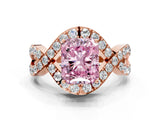 Rose gold Fancy Pink Radiant  Solitaire Twist Band Pavé Diamond Engagement Ring_32