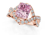 Rose gold Fancy Pink Radiant  Solitaire Twist Band Pavé Diamond Engagement Ring_33