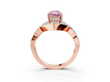 Rose gold Fancy Pink Radiant  Solitaire Twist Band Pavé Diamond Engagement Ring_35
