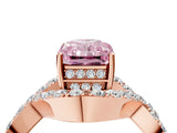 Rose gold Fancy Pink Radiant  Solitaire Twist Band Pavé Diamond Engagement Ring_36