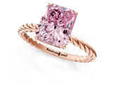 Rose gold Fancy Pink Radiant  Solitaire Twist Band Ring with Four-Prong Setting_68