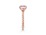 Rose gold Fancy Pink Radiant  Solitaire Twist Band Ring with Four-Prong Setting_69