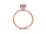 Rose gold Fancy Pink Radiant  Solitaire Twist Band Ring with Four-Prong Setting_70