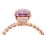 Rose gold Fancy Pink Radiant  Solitaire Twist Band Ring with Four-Prong Setting_71