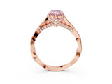 Rose gold Fancy Pink Radiant  Solitaire Twist Band Six-Prong Setting 3