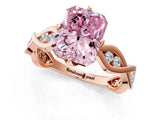 Rose gold Fancy Pink Radiant  Solitaire Twist Band with Leaf Prong Setting 2