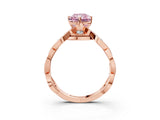 Rose gold Fancy Pink Radiant  Solitaire Twist Band with Leaf Prong Setting 4