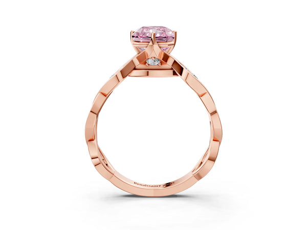 Rose Gold Radiant Cut Accented Twist Engagement Ring Setting for Fancy Pink Center