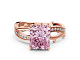 Rose gold Fancy Pink Radiant  Solitaire Twist Band with Pavé Accents and Four-Prong Setting_25