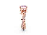 Rose gold Fancy Pink Radiant  Solitaire Twist Band with Pavé Accents and Four-Prong Setting_27