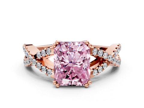 Rose gold Fancy Pink Radiant  Solitaire Twist Band with Pavé Setting and Four-Prong Setting_31