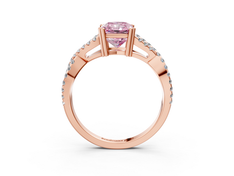 Rose gold Fancy Pink Radiant  Solitaire Twist Band with Pavé Setting and Four-Prong Setting_34