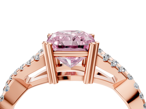 Rose gold Fancy Pink Radiant  Solitaire Twist Band with Pavé Setting and Four-Prong Setting_35