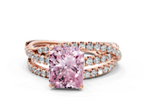 Rose gold Fancy Pink Radiant  Solitaire Twist Band with Pavé Setting and Four-Prong Setting_93