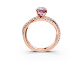 Rose gold Fancy Pink Radiant  Solitaire Twist Band with Pavé Setting and Four-Prong Setting_96