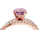 Rose gold Fancy Pink Radiant  Solitaire Twist Band with Pavé Setting and Four-Prong Setting_97