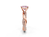 Rose gold Fancy Pink Radiant  Solitaire Twist Band with Pave Prong Setting_39