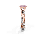 Rose gold Fancy Pink Radiant  Solitaire Twist Band with Pave Prong Setting_40