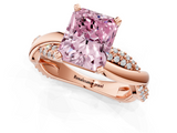 Rose gold Fancy Pink Radiant  Solitaire Twist Band with Pave Prong Setting_41