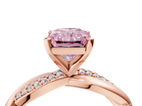 Rose gold Fancy Pink Radiant  Solitaire Twist Band with Pave Prong Setting_42