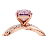 Rose gold Fancy Pink Radiant  Solitaire Twist Band with Pave Prong Setting_43