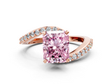 Rose gold Fancy Pink Radiant  Solitaire Twist Band with Pave Set Diamonds and Four-Prong Setting_114