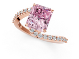 Rose gold Fancy Pink Radiant  Solitaire Twist Band with Pave Set Diamonds and Four-Prong Setting_115