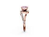 Rose gold Fancy Pink Radiant  Solitaire Twist Band with Pave Set Diamonds and Four-Prong Setting_116