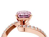 Rose gold Fancy Pink Radiant  Solitaire Twist Band with Pave Set Diamonds and Four-Prong Setting_118