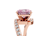 Rose gold Fancy Pink Radiant  Solitaire Twist Band with Pave Set Diamonds and Four-Prong Setting_119