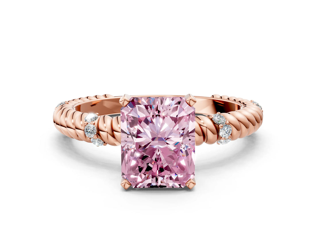 Rose gold Fancy Pink Radiant  Solitaire Twisted Band Prong Set Engagement Ring_61
