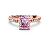 Rose gold Fancy Pink Radiant  Solitaire Twisted Band Prong Set Engagement Ring_61
