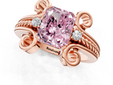Rose gold Fancy Pink Radiant  Solitaire Twisted Band Scroll Prong Ring_29