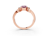 Rose gold Fancy Pink Radiant  Solitaire Twisted Band Scroll Prong Ring_31