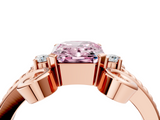 Rose gold Fancy Pink Radiant  Solitaire Twisted Band Scroll Prong Ring_32