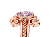 Rose gold Fancy Pink Radiant  Solitaire Twisted Band Scroll Prong Ring_33