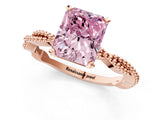 Rose gold Fancy Pink Radiant  Solitaire Twisted Band with Bead Prong Setting_395