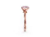 Rose gold Fancy Pink Radiant  Solitaire Twisted Band with Bead Prong Setting_396